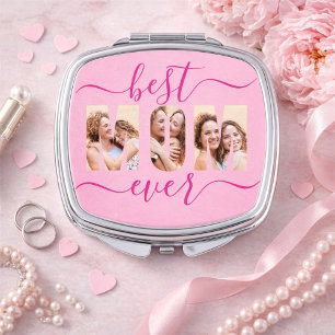 Mom Photo Collage Cutout Mother's Day Birthday Compact Mirror