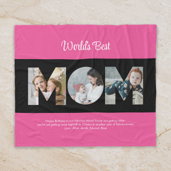 Mom Photo Collage Cutout Mother's Day Birthday Fleece Blanket by raindwops at Zazzle