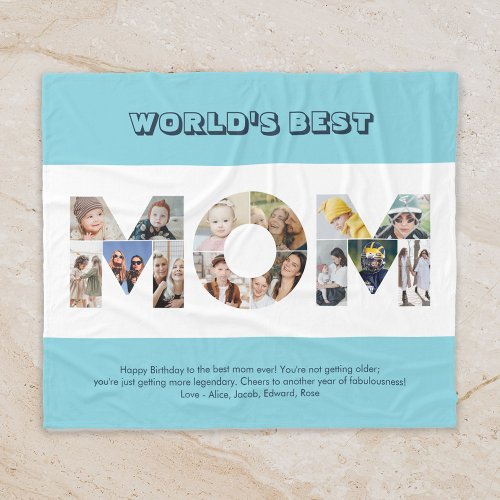 Mom Photo Collage Cutout Mothers Day Birthday Fleece Blanket