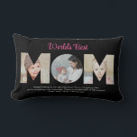 Mom Photo Collage Cutout Mother's Day Birthday Lumbar Pillow<br><div class="desc">Celebrate the special moments with your mother with this Mom Photo Collage design. This customizable design is perfect for creating a personalized and heartfelt gift for Mother's Day and Birthday celebration. Craft a beautiful collage with the word MOM, featuring cherished moments, creating a visual journey of the precious memories you've...</div>