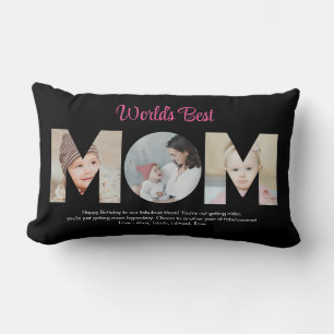 Mom Photo Collage Cutout Mother's Day Birthday Lumbar Pillow
