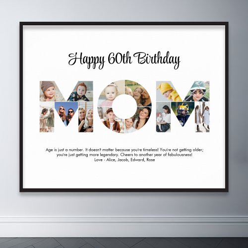 Mom Photo Collage Cutout Mothers Day Birthday Poster