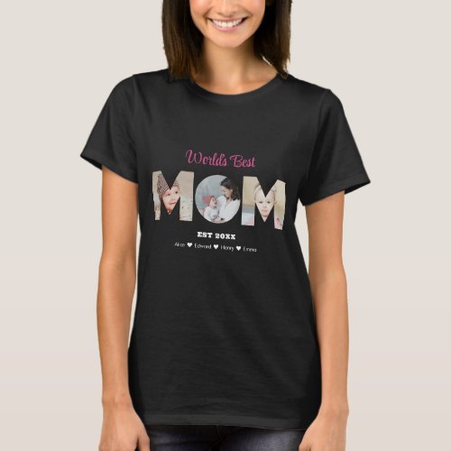 Mom Photo Collage Cutout Mothers Day Birthday T_Shirt