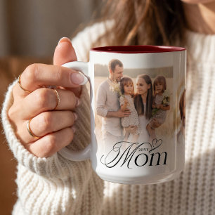 Mom Photo Collage Happy Birthday Keepsake Gift Two-Tone Coffee Mug