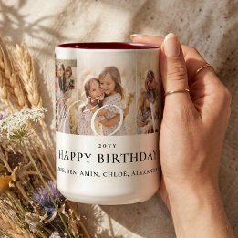 Mom Photo Collage Happy Birthday Keepsake Gift Two-Tone Coffee Mug