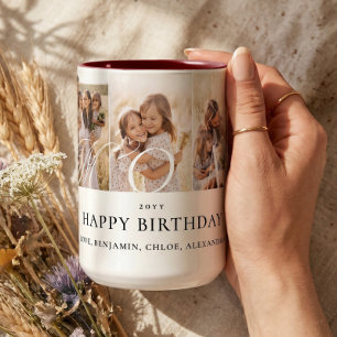 Mom Photo Collage Happy Birthday Keepsake Gift Two-Tone Coffee Mug