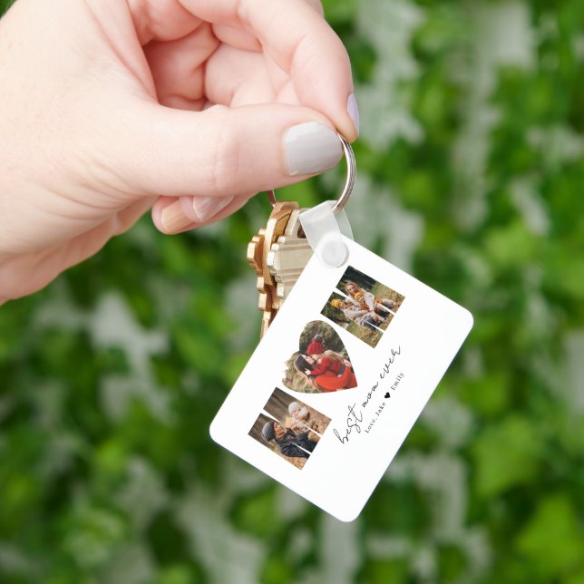 Mom Photo Collage Heart Photo Mother's Day Keychai Keychain (Hand)