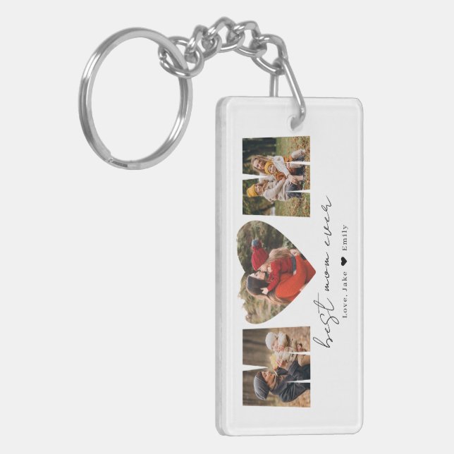 Mom Photo Collage Heart Photo Mother's Day Keychai Keychain (Front Left)