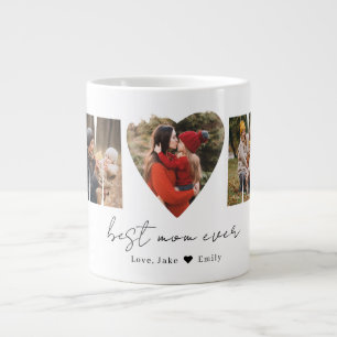 Mom Photo Collage Heart Photo Mother's Day Large C Giant Coffee Mug