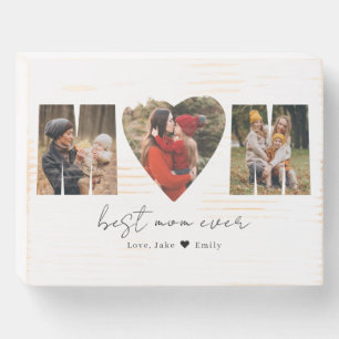 Mom Photo Collage Heart Photo Mother's Day Wooden  Box Sign