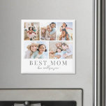 Mom Photo Collage Mother Magnet<br><div class="desc">Personalized "Best Mom" Square Magnet. This simple and meaningful square magnet is a great way to celebrate Mom. The design features space for five favorite photos, with "Best Mom" displayed underneath in a classic serif font. Below that, you can add a soft script message like "Love, the Kids' Names, "...</div>