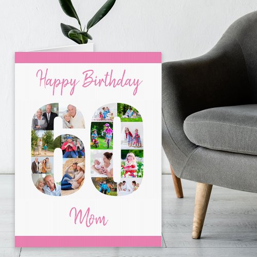 Mom Photo Collage Number 60 Large 60th Birthday Card