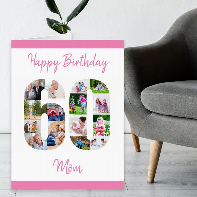 Mom Photo Collage Number 60 Large 60th Birthday Card (Creator Uploaded)