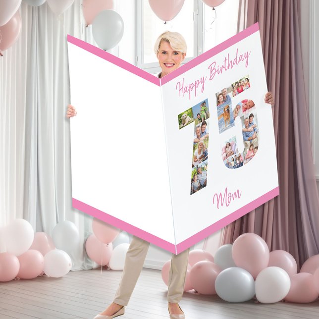 Mom Photo Collage Number 75 Jumbo 75th Birthday Card (Creator Uploaded)