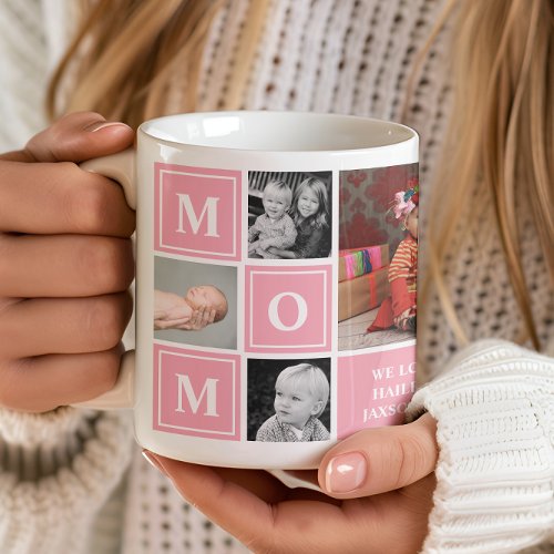 Mom Photo Collage Pink Mothers Day Coffee Mug