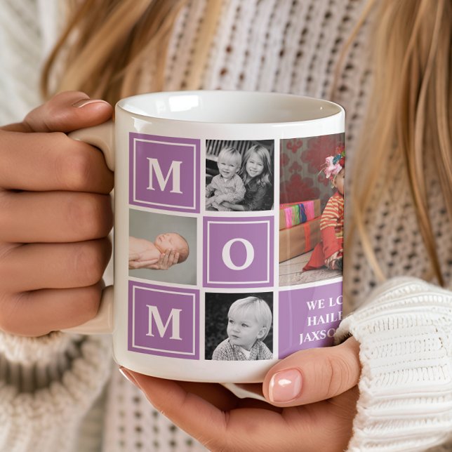 Mom Photo Collage Purple Mothers Day Coffee Mug (Creator Uploaded)