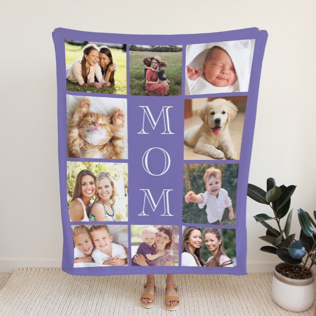Mom Photo Collage Purple Sherpa Blanket (Creator Uploaded)