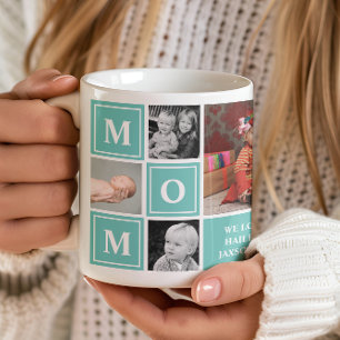 Mom Photo Collage Teal Mothers Day Coffee Mug