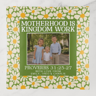 Mom Photo Custom Christian Proverbs 31 Retro Daisy Trinket Tray