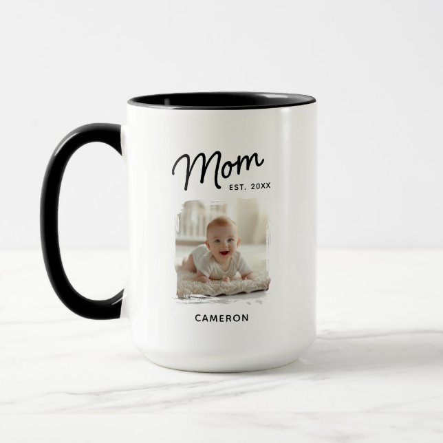 Mom Photo Established Date Mug (Left)