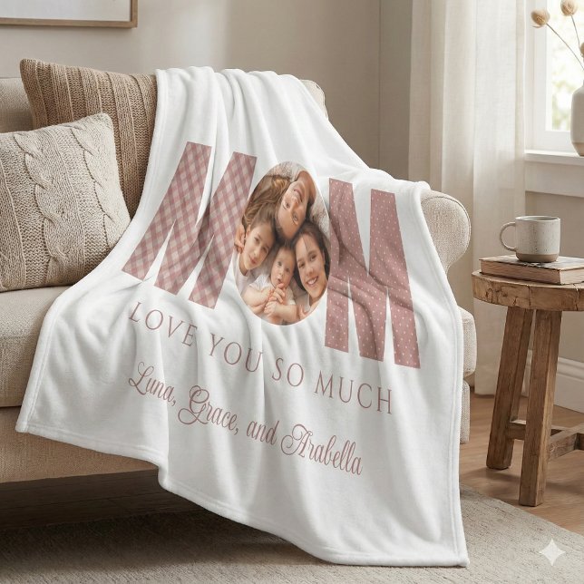 Mom Photo Fleece Blanket (Celebrate mom with this sweet personalized photo blanket! )