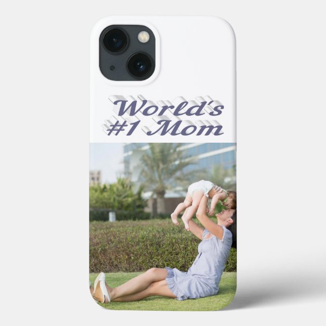 Mom Photo gray text iPhone Case (Back)