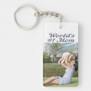 Mom Photo gray text Mothers Day Keychain
