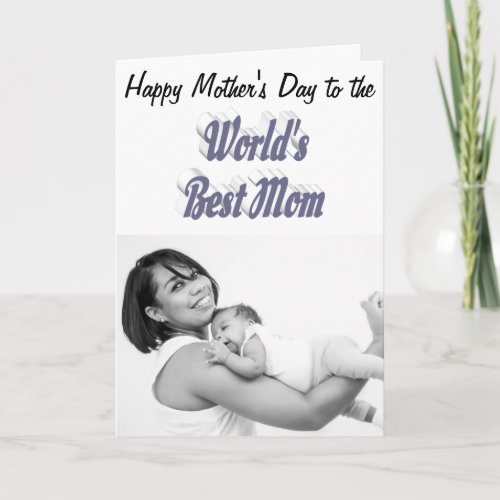 Mom Photo gray typography Mothers Day  Card