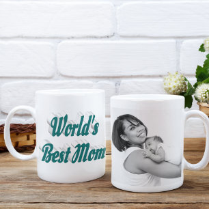 Mom Photo green typography Mothers Day Giant Coffee Mug