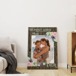 Mom Photo Hand Lettered Rustic Wood and Floral Canvas Print<br><div class="desc">Make a unique photo canvas for the most loved mom ever! The template is set up ready for you to edit "Mom", to mum, mama or your preferred name for your mother and upload your favorite photo. A vertical portrait photo will be the easiest to use - (landscape will work...</div>