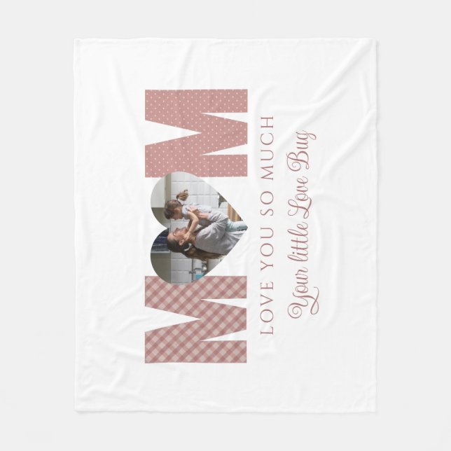 Mom Photo I Love You Fleece Blanket (Front)