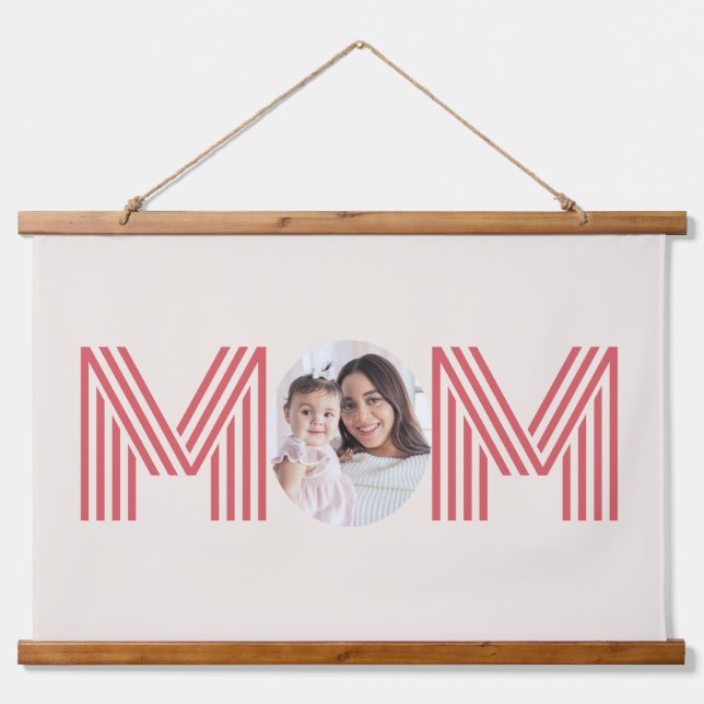 Mom Photo Minimal Modern Mothers Day Gift Hanging Tapestry (Front)