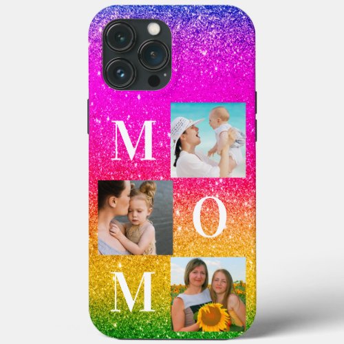 Mom Photo Purple Yellow Sparkle   iPhone 13 Pro Max Case