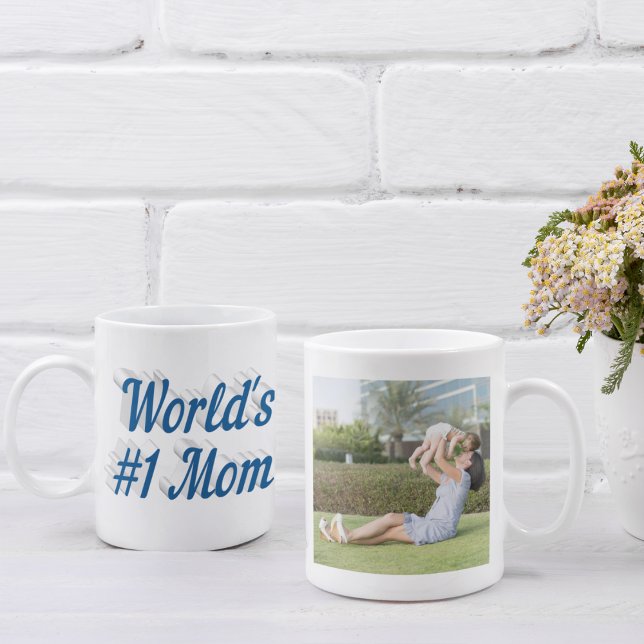 Mom Photo sea blue text Coffee Mug (Creator Uploaded)