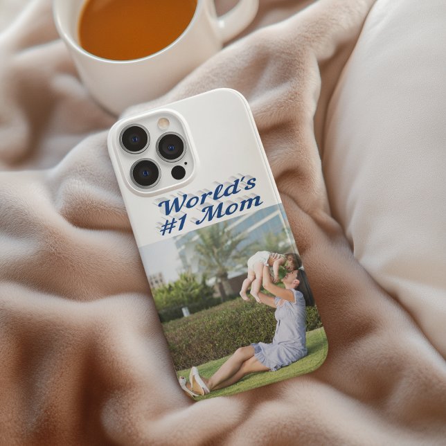 Mom Photo sea blue text iPhone Case (Creator Uploaded)