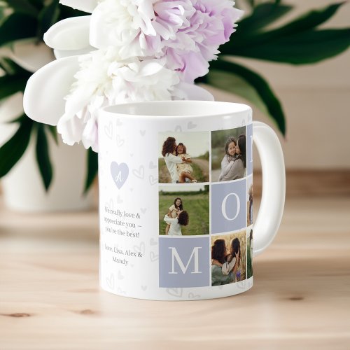 Mom Photo Square Gird Monogram  Personalized Coffee Mug