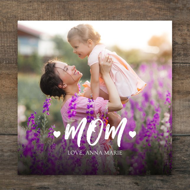 Mom Photo Template Cute Personalized Canvas Print (Mom typography personalized photo wall decor. )