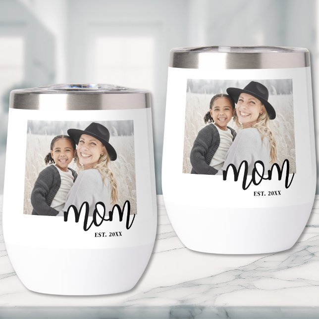Mom Photo Thermal Wine Tumbler (Mom Established Photo Gift Thermal Wine Tumbler)