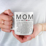 Mom Photo Things We Love About You Mother's Day  Coffee Mug<br><div class="desc">Compile a list of things you love about your mom,  add a favorite photograph and you have a Mother's Day gift she'll treasure! Perfect for birthdays and other family members too! ♥</div>