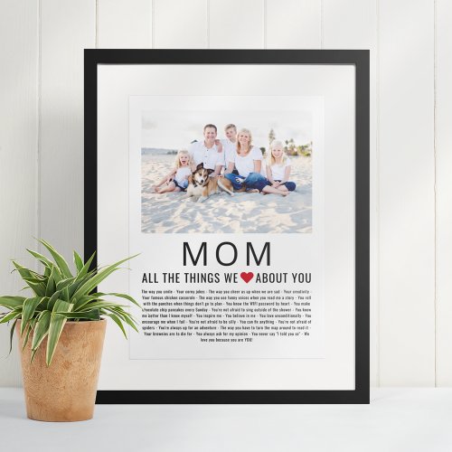 Mom Photo Things We Love About You Mothers Day  Poster