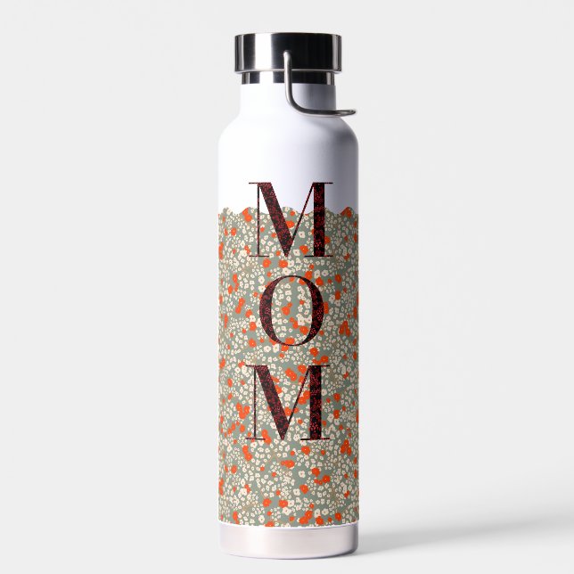 Mom Pilates Yoga red flowers Water Bottle (Left)
