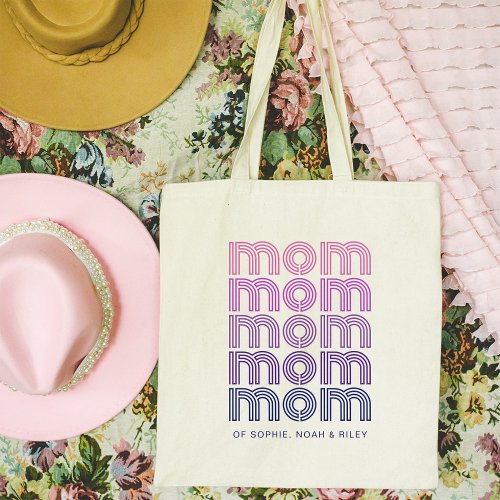 Mom  Pink and Purple Disco Style Text Tote Bag