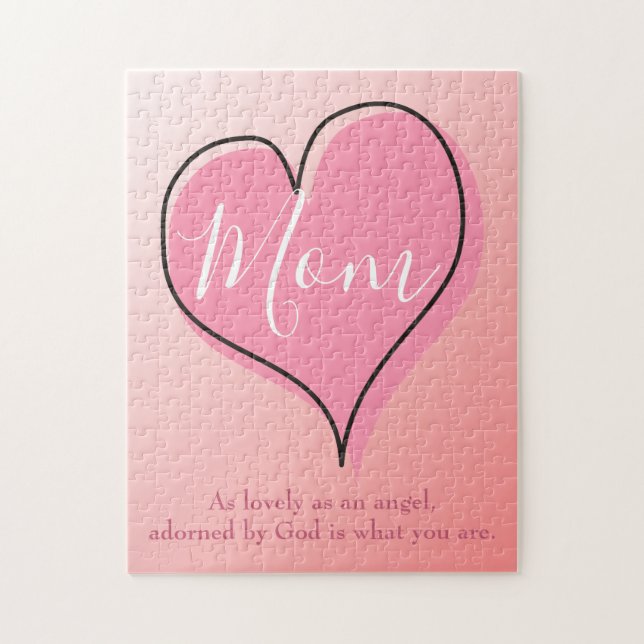 Mom pink heart jigsaw puzzle (Vertical)