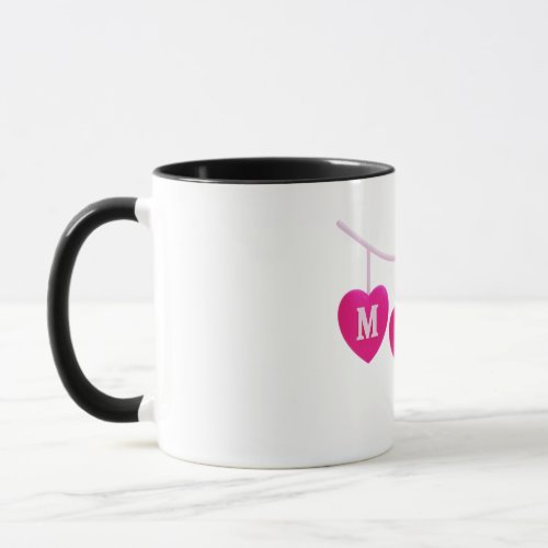Mom pink heart shape pattern mug
