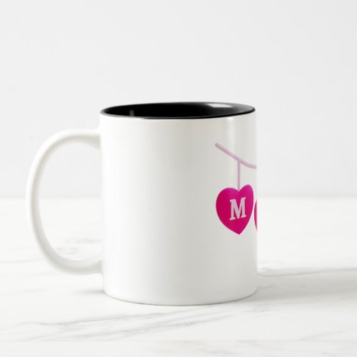 Mom pink heart shape pattern Two_Tone coffee mug