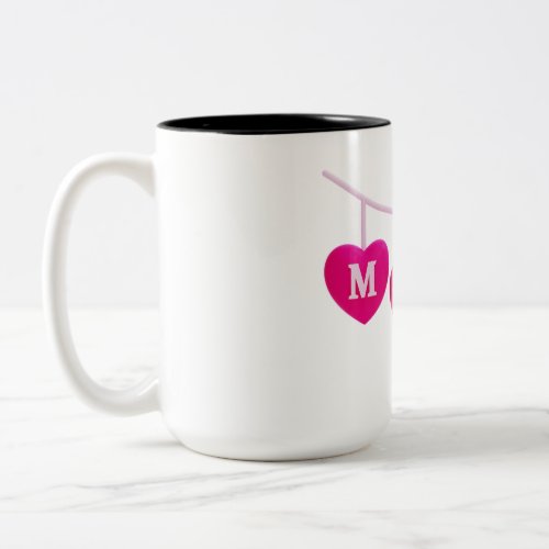 Mom pink heart shape pattern Two_Tone coffee mug