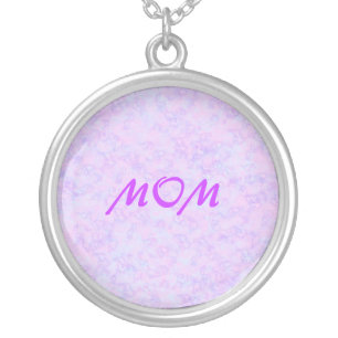 MOM, pink pastel marbled necklace