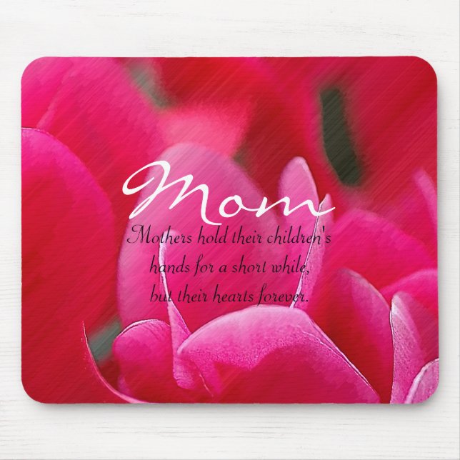 Mom Pink & Red Floral Mousepad (Front)