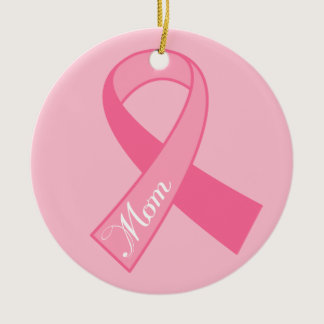 Mom Pink Ribbon Breast Cancer Ornament Gift