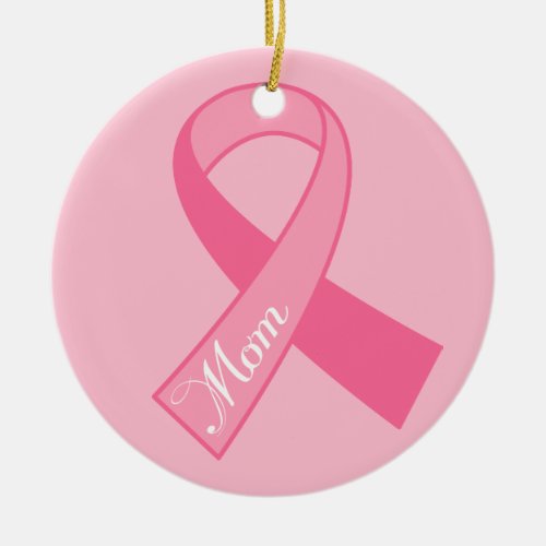 Mom Pink Ribbon Breast Cancer Ornament Gift